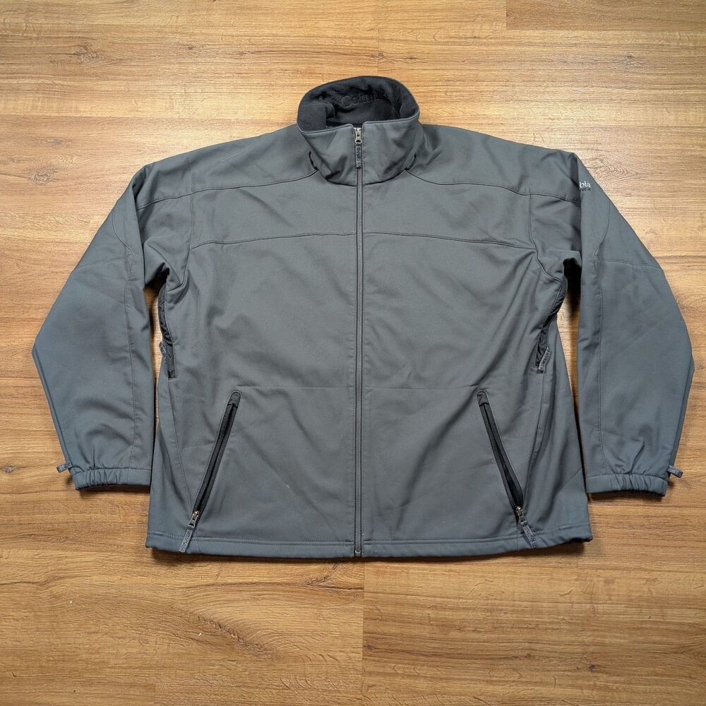 Columbia Vertex Jacket Men's 2XL Gray Full Zip Fleece Lined Pockets Outdoors
